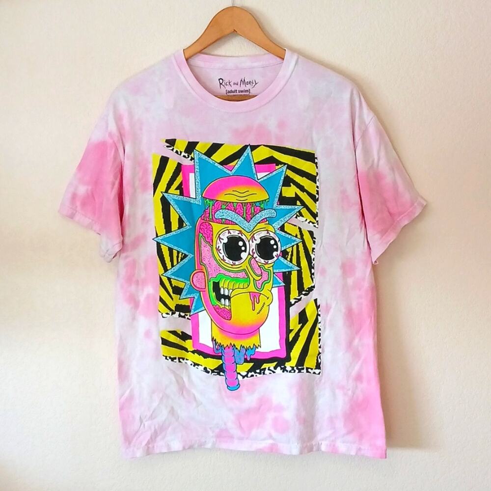 Rick and Morty pink tie dye Wubba Lubba Dub Dub shirt